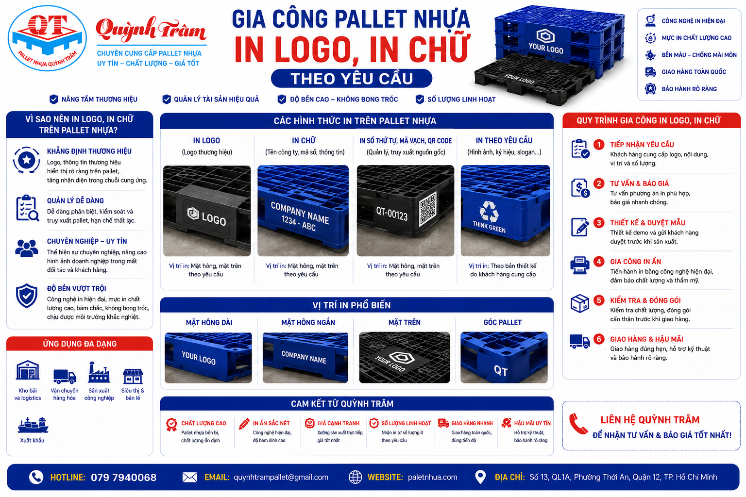 Gia Công Pallet Nhựa In Logo, In Chữ Theo Yêu Cầu