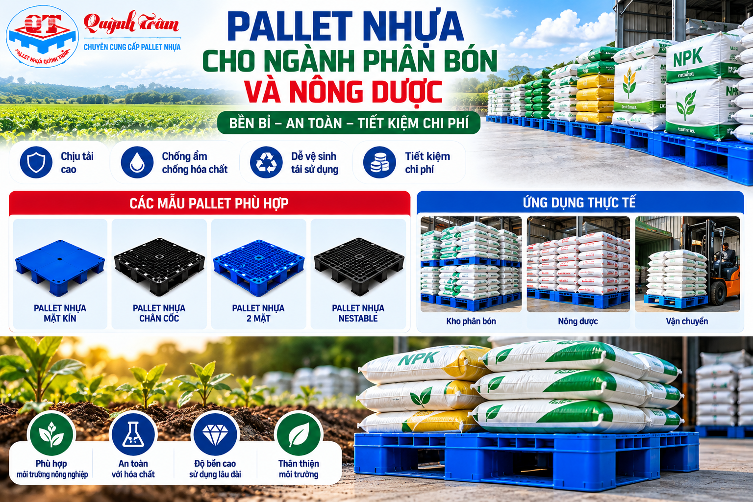 Pallet Nhựa Cho Ngành Phân Bón Và Nông Dược
